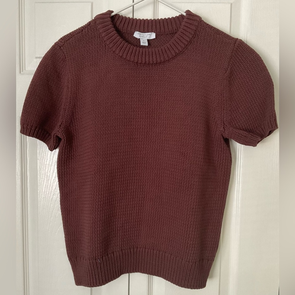Ann Taylor Weekend Collection Chunky Wedge Sweater Tee Brown Size M NWT - Picture 2 of 10